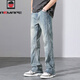 AEMAPE American Apple Jeans Men Loose Summer American Washed Straight Men's Pants Spring and Autumn Draped Long Pants Men Y-9901 Nostalgic Blue 2XL