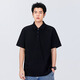 MINISO waffle polo shirt men's summer texture solid color casual versatile simple short-sleeved T-shirt black M