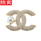 SNQP pearl double c brooch, feminine ins trendy personality, small fragrance corsage, coat, suit, sweater, accessories pin