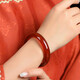 Eternal symbol collectible ox blood red chalcedony bracelet for women high ice transparent agate jade bracelet jade bracelet Valentine's Day collectible ox blood red gift box 58-59 circle mouth