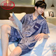 浪莎（LangSha）轻奢冰丝睡衣男士夏季短袖裤薄款青年男生夏天男款家居服新款套装 12532【云朵棉绉布款】 L (身高170左右，体重-130斤)