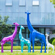 Fiberglass abstract geometric painted giraffe animal sculpture community park forest lawn shopping mall decorative ornaments light gray combination 7