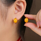 Little Silversmith S925 Silver Beeswax Earrings for Women Chinese Style Egg Face Earrings New Chinese Style Retro Ear Jewelry Chinese Valentine's Day Gift