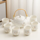 Fat Donglai's same tea set, a complete set of high-end white porcelain handle teapot set, modern household simple light luxury ceramics, gold-painted white handle set, simple packaging