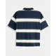 Abercrombie & Fitch Striped POLO Little Elk Pattern Men's 25 Summer American POLO Short Sleeve T-Shirt Navy Blue S (175/92A)