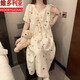 Victoria's Style Nighth Extown mit Brustpads Sommer Frauen High-End-Kurzärmel-Wolken-Baumwoll-Hauskleidung süßer loser Pyjamas Kleid #QSM-9871 mit Brustpolster abnehmbar m 160 () Empfohlenes Gewicht B