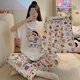 Victoria's style Victoria's Secret series Crayon Shin-chan pajamas for women summer short-sleeved new three-piece set Korean ins cartoon student home (three-piece set) A9901# L (recommended 101-115 Jin Jin equals 0.5 kg)