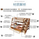 Youmanjia all solid wood children's bed and bed red walnut log bunk bed high and low bed safety arc children's furniture Nordic high and low bed only upper bunk 1.05*1.9 meters, lower bunk 1.35*1.9 meters