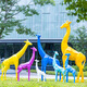 Fiberglass abstract geometric painted giraffe animal sculpture community park forest lawn shopping mall decorative ornaments light gray combination 7