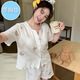 Ziweiqi Korean style short-sleeved pajamas for women summer thin style with chest pad can be worn outside sweet home clothes XME683 bean paste 175 L