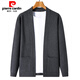 Pierre Cardin high-end wool sweater men's knitted cardigan spring and autumn new solid color fashion versatile casual black sweater jacket black XL 175/ (suitable for weight 140-160)