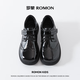 Romon boys' leather shoes black soft sole British style student performance shoes children's performance big children's suit shoes black 38