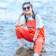 Fan Shengyu waders women's sea-going equipment adult half-length wading suit waterproof rain pants with rain boots one-piece full-body rain trousers women's waders orange 38-39