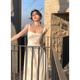 Zuo Xu white suspender dress for women 2025 new summer thin seaside resort style mid-length skirt for women slimming white wide suspender dress when/next day delivery L (110-120Jin Jin equals 0.5 kg)