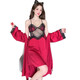 Ziweiqi lace suspender nightgown, charming two-piece pajamas and nightgown 9221 black XL