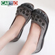 CARTELO genuine leather ethnic style shallow mouth women's shoes non-slip tendon soft sole cowhide single shoes one-leg flat heel middle-aged and elderly mother's shoes gray 9756 39