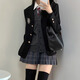 Xier jk uniform black suit jacket female college style three-button loose Korean style small suit with badge JK uniform suit jacket black with badge L 95-109Jin Jin equals 0.5 kg