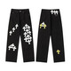 Crowxin offizieller 2025 Trendy Brand Cross Stickerei High Street Amerikanische vielseitige Männer und Frauen lose Jeanshosen gerade Hosen 9928 Black 9928 Black S