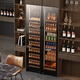 BAIKAILUN double-door thermostatic wine cabinet with double-door brown glass seamlessly embedded in large-capacity air-cooled frost-free office home tea beverage liquor wine fruit preservation refrigerator 1.8 meters | brown glass dual temperature zone | red wine + tea style 105 bottles thin section