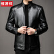 Hengyuanxiang simulated leather soft leather jacket for men spring and autumn pu leather jacket for middle-aged and elderly men motorcycle casual leather jacket brown 2XL 185