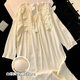 FHHUABD Integrierter Pyjamas für Frauen, lange Ärmelton-Frühling und Herbst 2024 Neues Prinzessin-Stil Sweet Home Clothes 9923 Frauen-Aprikosenfarbe (mit Brustpad) 2xl [vorgeschlagenes Gewicht 140-160 Jin [Jin gleich 0,5 kg]].