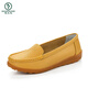 
Woodpecker spring flat shoes for women genuine leather soft sole breathable mother shoes women single shoes beans shoes large size beef tendon sole casual pregnant women shoes 6629 hollow earth yellow 35