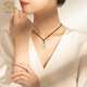 Chinese jewelry birthday gift for girlfriend Gold Hetian Jade Ping An Wu Shi brand pendant pure gold gold bead necklace for girlfriend