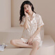 Catman Miiow Pyjama Frauen Sommereis Ice Seide Thin Short Sleeve Shorts Internet Promi-Stil Sommer Cool High-End-Home-Kleidungsstück 6212 Frauenmodell M Empfohlen 80-100