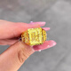 Yan Jinxin gold wealth ring 999 pure gold package full silver fortune character men's ring gold package silver square plate ring as a gift for dad, wealth ring with random pattern, gold package 3 grams