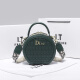 Hong Kong Brand Genuine Leather Women's Round Cake Bag 2025 Nueva moda de alta gama y versátil bolso de cuerpo cruzado de un solo hombro