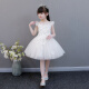 Xiaokayi Nong girls princess dress tutu yarn children host evening dress flower girl wedding dress piano performance suit large size autumn white 804B3 short 120cm