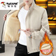 Woodpecker jacket men's autumn and winter 2025 velvet thickened trendy handsome casual versatile jacket tops young men's clothing K108/velvet/beige XL