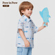PawinPaw cartoon bear children's clothing 25 spring and summer new baby boy lapel printed shirt comfortable and versatile Blue blue/50 100