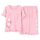 Langsha (Langsha) Pyjamas Mutter mittlerer Alters im Sommer dünne, reine Baumwolle kurzärmelige mittlere und ältere Sommer-zweiteilige Home Clothing Lotus Farbe NJR-TF3937 M [Empfohlen 80-100jin [Jin gleich 0,5 kg]]