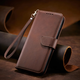 Shiqifan is suitable for Samsung A06 mobile phone case, clamshell protective cover, wallet type insertable card holder, anti-fall, wear-resistant, front and rear all-inclusive leather case, brown + same style leather cord, Samsung A06