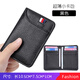 Momboska Bag Men's Leather Driver's License Cover Ultra-Thin Compact Card Holder Women's Bank Card Holder ID Cover Multiple Card Slots Black