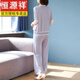 恒源祥2025新款中年妈妈夏装套装洋气短袖冰丝T恤中老年女装针织两件套 9923灰绿色 M :(建议85-105斤)