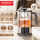 KAMJOVE tea kettle, health kettle, thermal insulation, integrated spray tea kettle, fully automatic multi-function kettle, flower tea kettle, glass thermostatic kettle, all-in-one water and tea kettle, A-122 titanium gray, dual-purpose steaming and cooking 1.2L