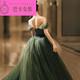 NJTD dress female 18-year-old feeling banquet student ceremony annual meeting hosted the noble temperament Hepburn style green strap model one size l