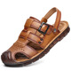 YRC Yierkang Sandals Summer Men 2025 Cuir Toe Sandals Men pour hommes extérieurs à double usage Chaussures de plage antidérapante pour hommes à la mode jaune-brun 9902 38
