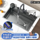 Jomoo Kitchen 304 stainless steel nano-handmade raindance sink large single-slot thickened undercounter washbasin household dishwashing sink Package D-full set of accessories + round pull-out faucet 750X460