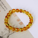 Famous family natural flower amber bracelet for men and women, single circle round bead red leaf explosion amber bracelet birthday gift for girlfriend 9mm