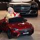 Dake Mercedes-Benz AMG remote control four-wheel drive toy car can seat men, women, babies and children, large swing car four-wheel sports car, luxury white + soft wheel four-wheel drive leather seat + Bluetooth music remote control swing + portable pull car