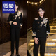Luo Meng new Chinese style men's tunic suit Chinese style men's youth jacket wedding dress groom engagement suit Yunxi suit top + pants shipped within 7 days XL