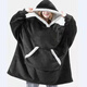 Shan Nanwei's new TV lazy blanket huggle hoodie cold-proof clothing hooded nightgown outdoor warm clothing plus velvet TV blanket black one size