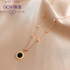 Qian Sheng Yuan Swarovski Zirconia Small waist plated 18k gold necklace AU750 women's 18K color gold double ring diamond light luxury pendant Roman numerals 18K rose gold necklace European and American style