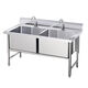 Commercial stainless steel sink, defrost and defrost pool, deepen and enlarge the sink, custom-made single pool, vegetable washing, disinfection, soaking pool, engineering model 120*60*80, double pool depth 23