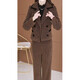 FHHUABD small fragrance style jacket for women 2025 spring and autumn new style fashionable and stylish slim and expensive lady plus velvet two-piece set for women winter 16823-Coffee color suit 8XL m recommended 80-95Jin [Jin equals 0.5 kg]