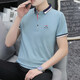 Summer men's lapel short-sleeved T-shirt for men's trendy polo shirt middle-aged stand collar half-sleeved T-shirt 673 bean green 2XL 135-150Jin [Jin equals 0.5 kg]