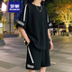 Romon Casual Sports-Anzug Herren 2025 Sommer kurzärmelig T-Shirt halbärmelig T-Shirt Teenager Eine hübsche Kleidung fks 653 schwarz M [90-110jin [Jin ist 0,5 kg]]